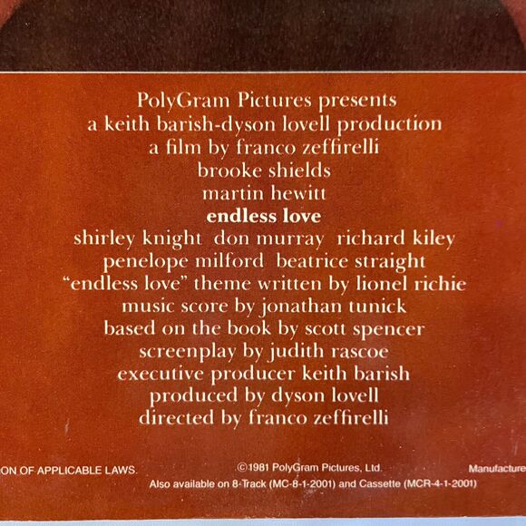 Endless Love Original Motion Picture Soundtrack USED BUT NICE Brooke Shields '81 - Picture 7 of 8